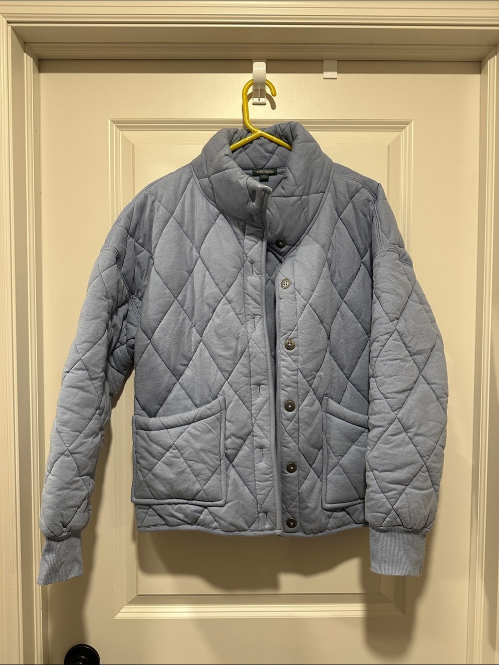 wild fable Light Blue Quilted Shirt Jacket with Patch Pockets